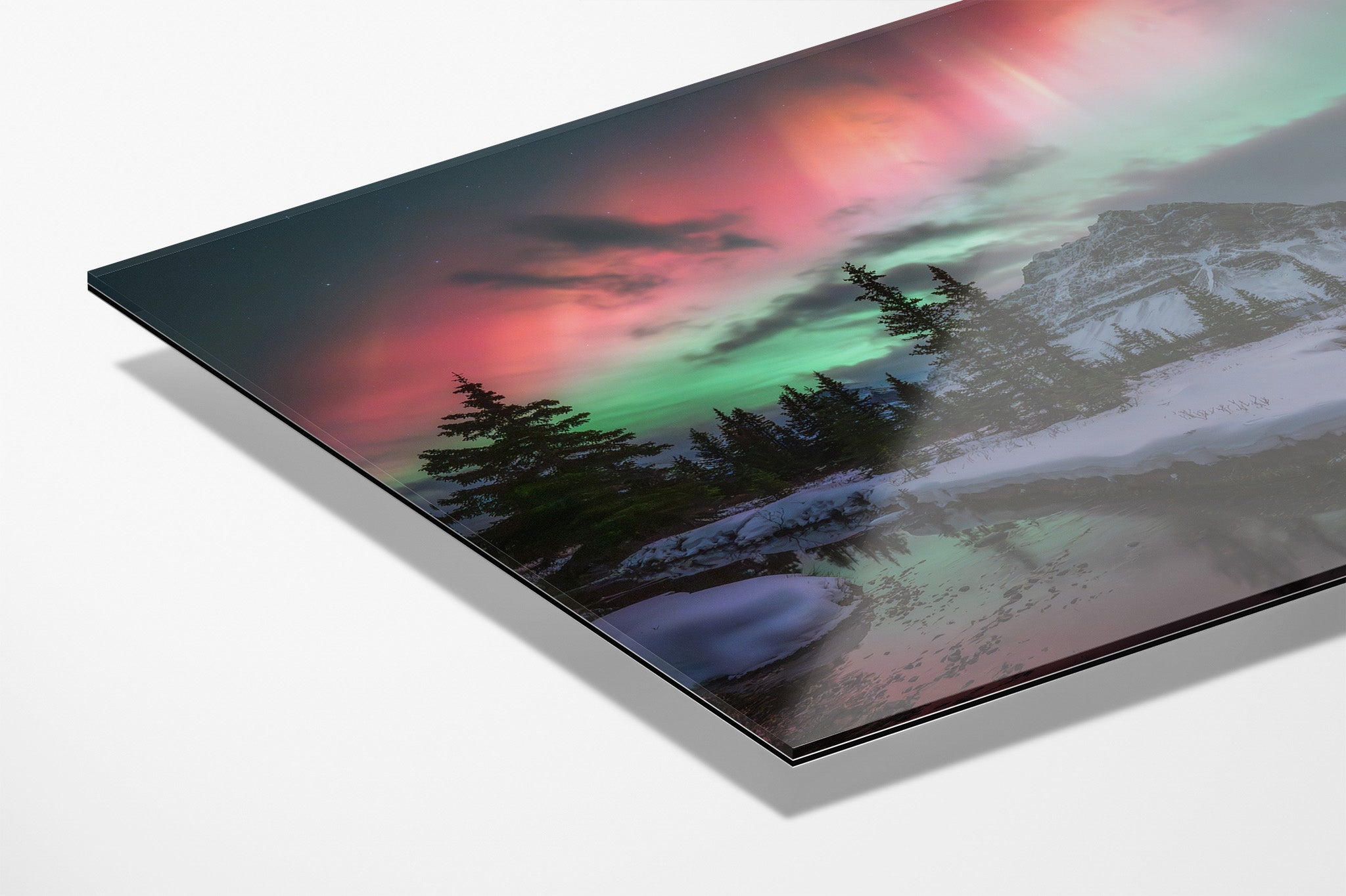 Aurora over Bow Lake acrylic face mount fine art print — limited edition Banff National Park wall art by James Andrew