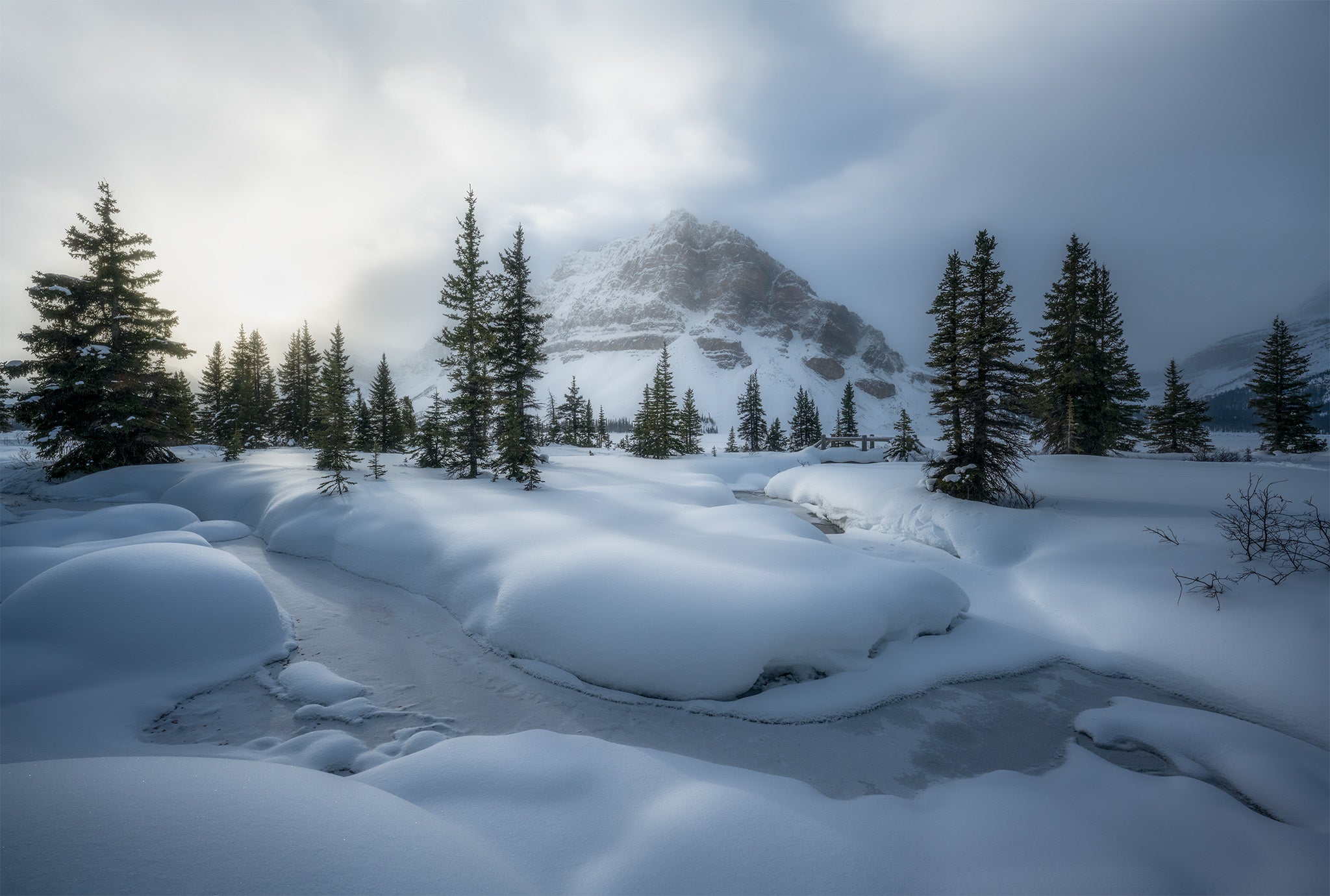Bow Lake Winter Snow Banff National Park - Fine Art Print by James Andrew