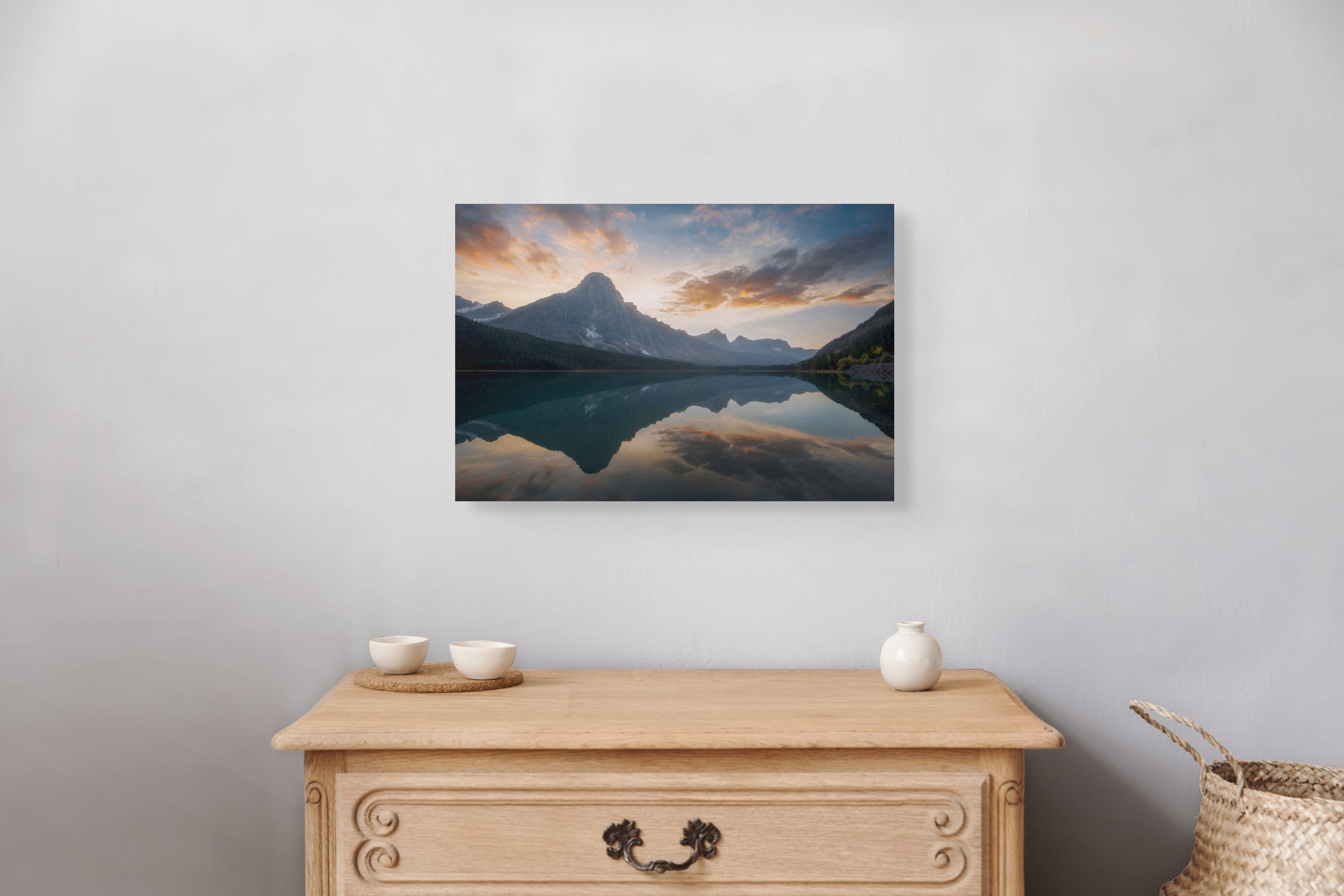 Reflected Silence 12x18 fine art print on wall — Canadian Rockies landscape photography by James Andrew Fine Art