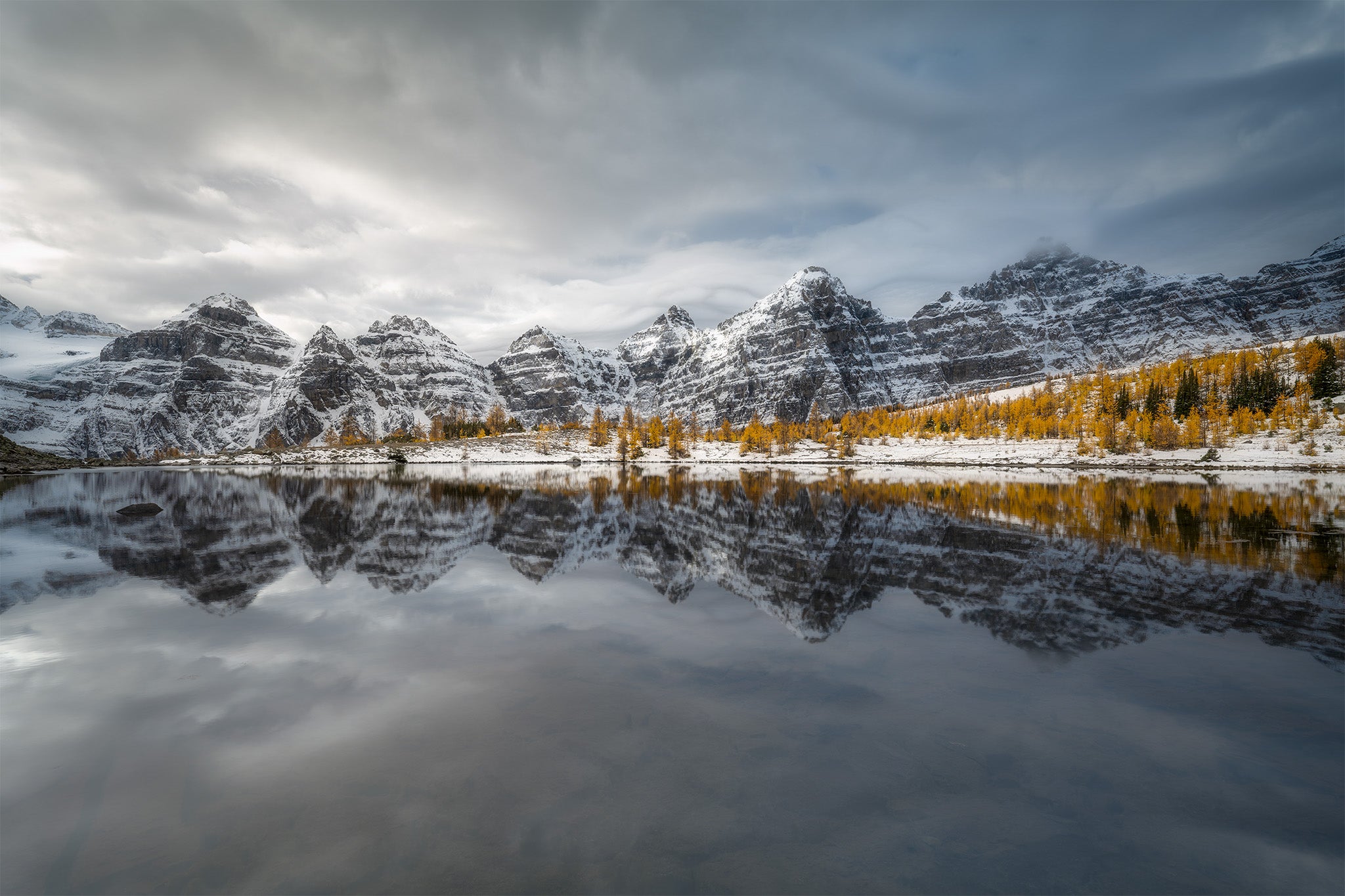 Valley of Ten Peaks Larch Autumn Reflection Banff - Fine Art Print by James Andrew