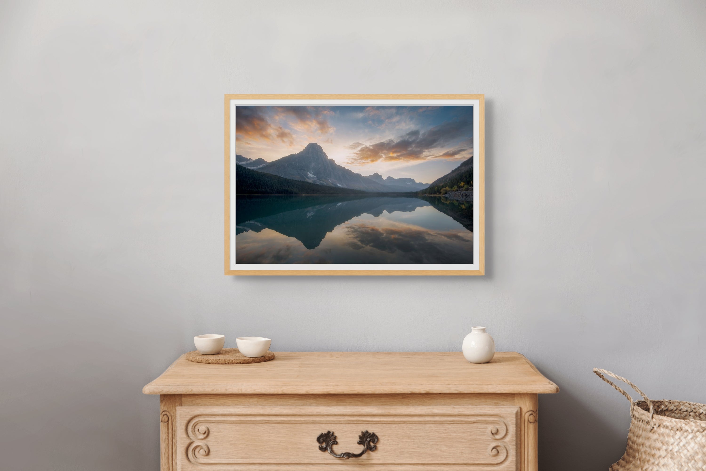 Reflected Silence - Framed Landscape Print Above Console Table - Canadian Rockies Wall Art by James Andrew