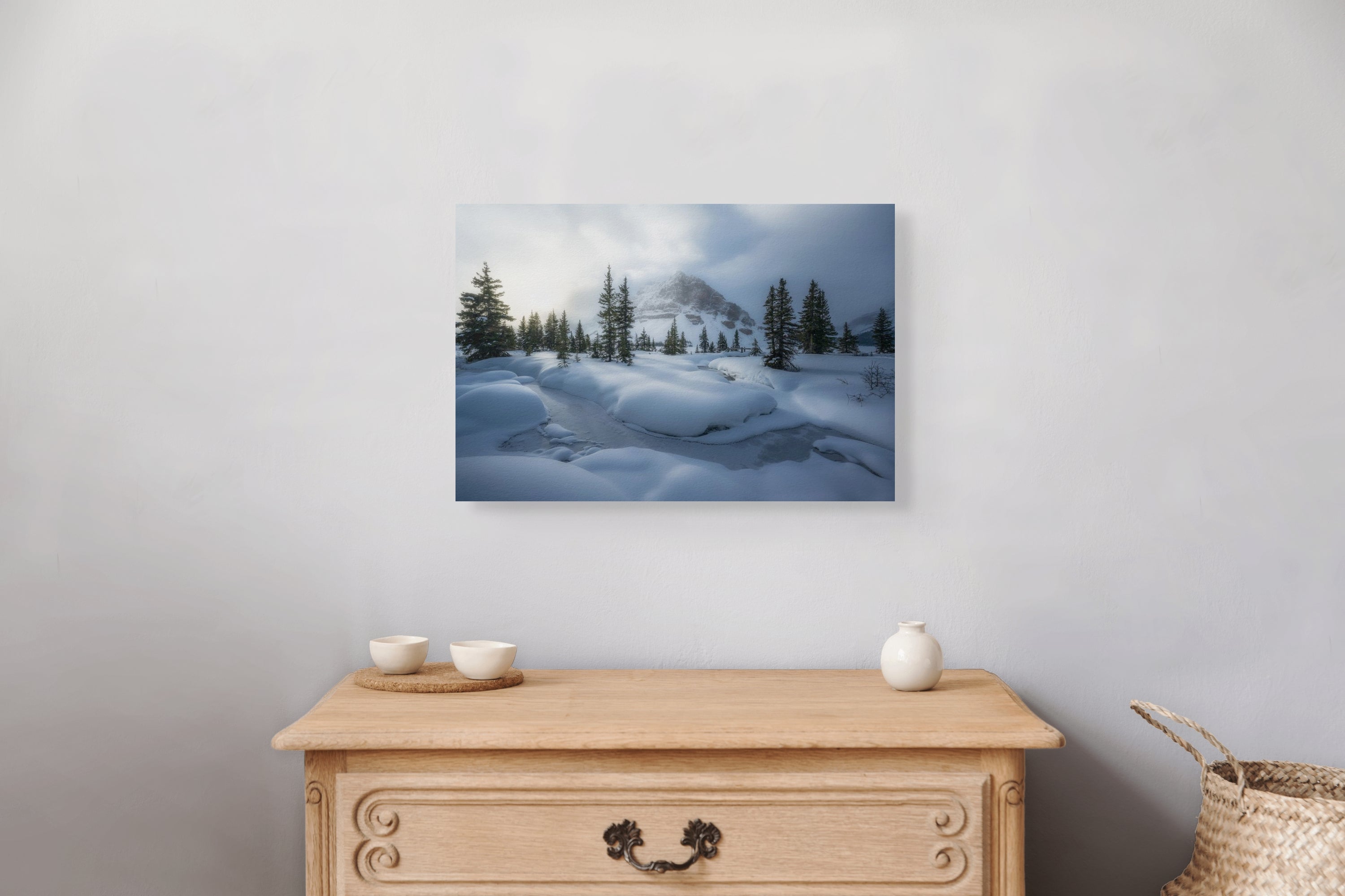 Winter Passage 12x18 fine art print on wall — Alberta winter landscape photography by James Andrew Fine Art