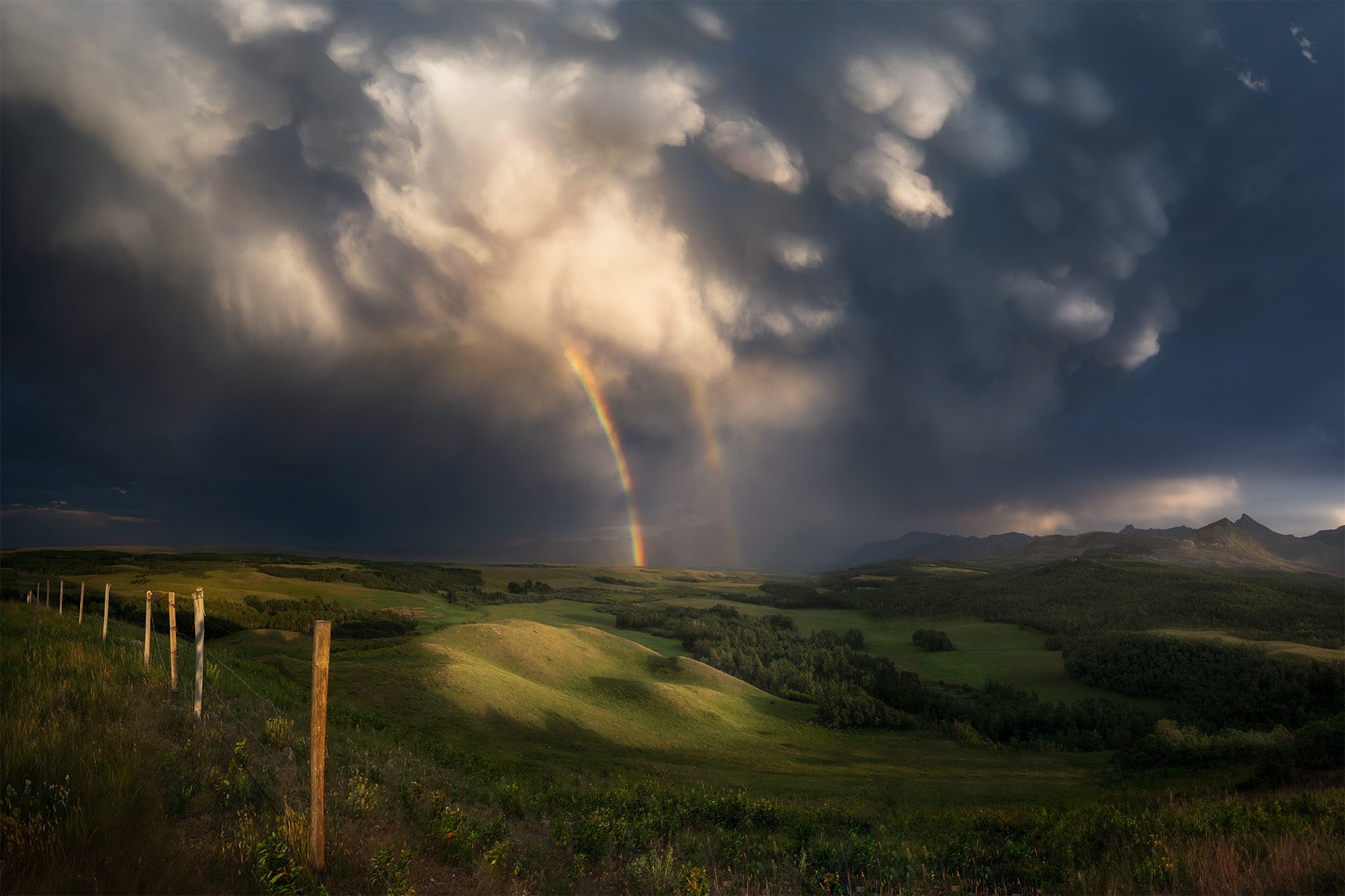 Alberta Foothills Storm Rainbow - Landscape Photography by James Andrew