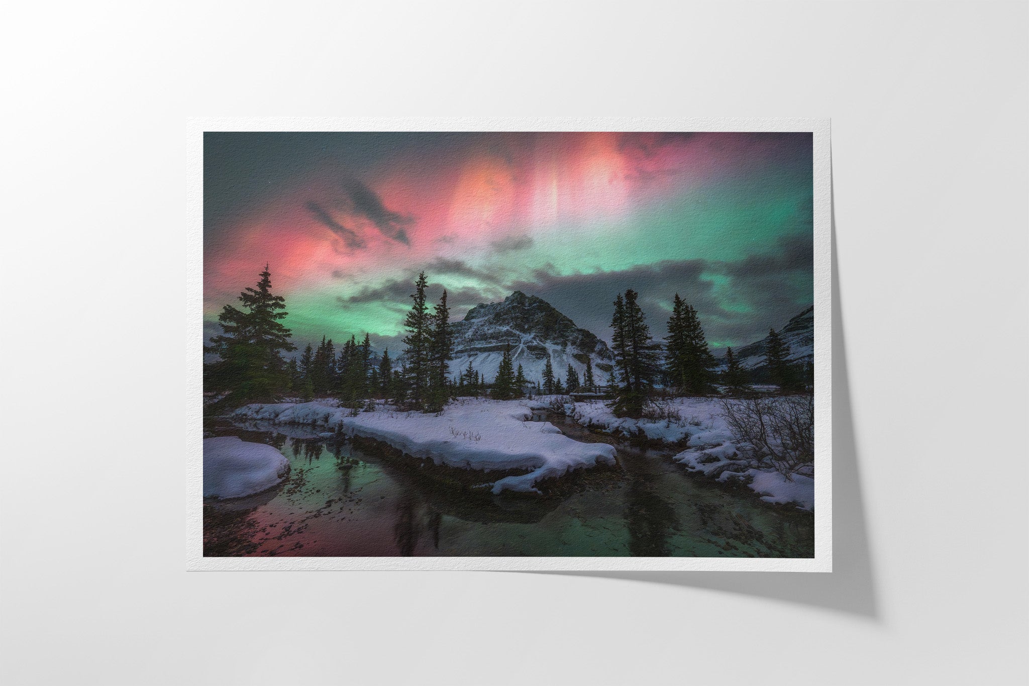 Aurora over Bow Lake Hahnemühle fine art paper print — limited edition Canadian Rockies landscape photography by James Andrew