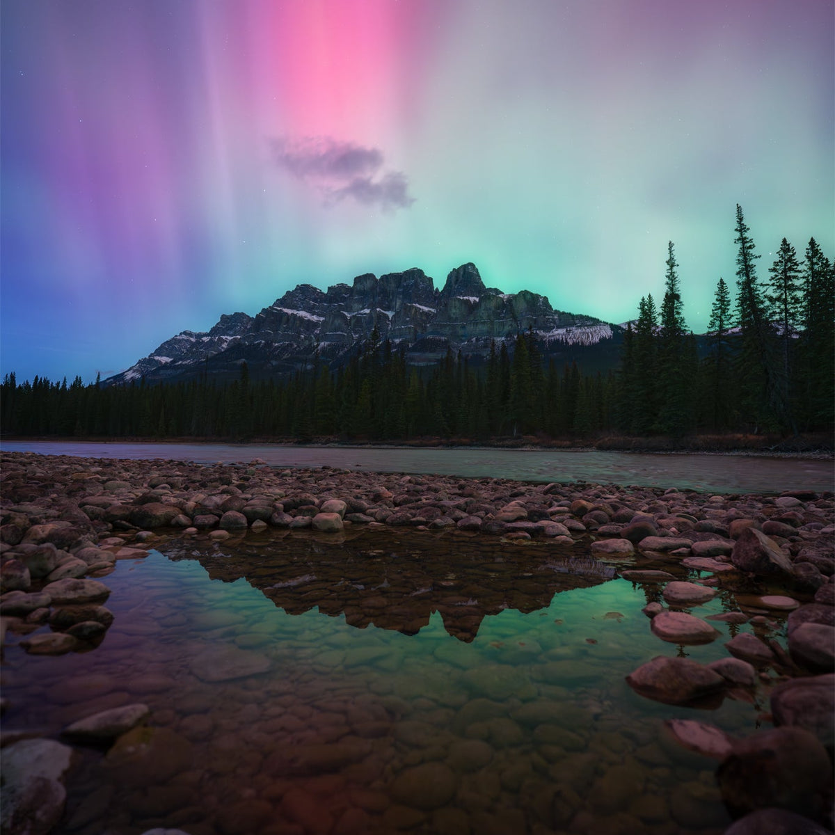 Aurora Over Castle Mountain - James Andrew Fine Art Landscapes
