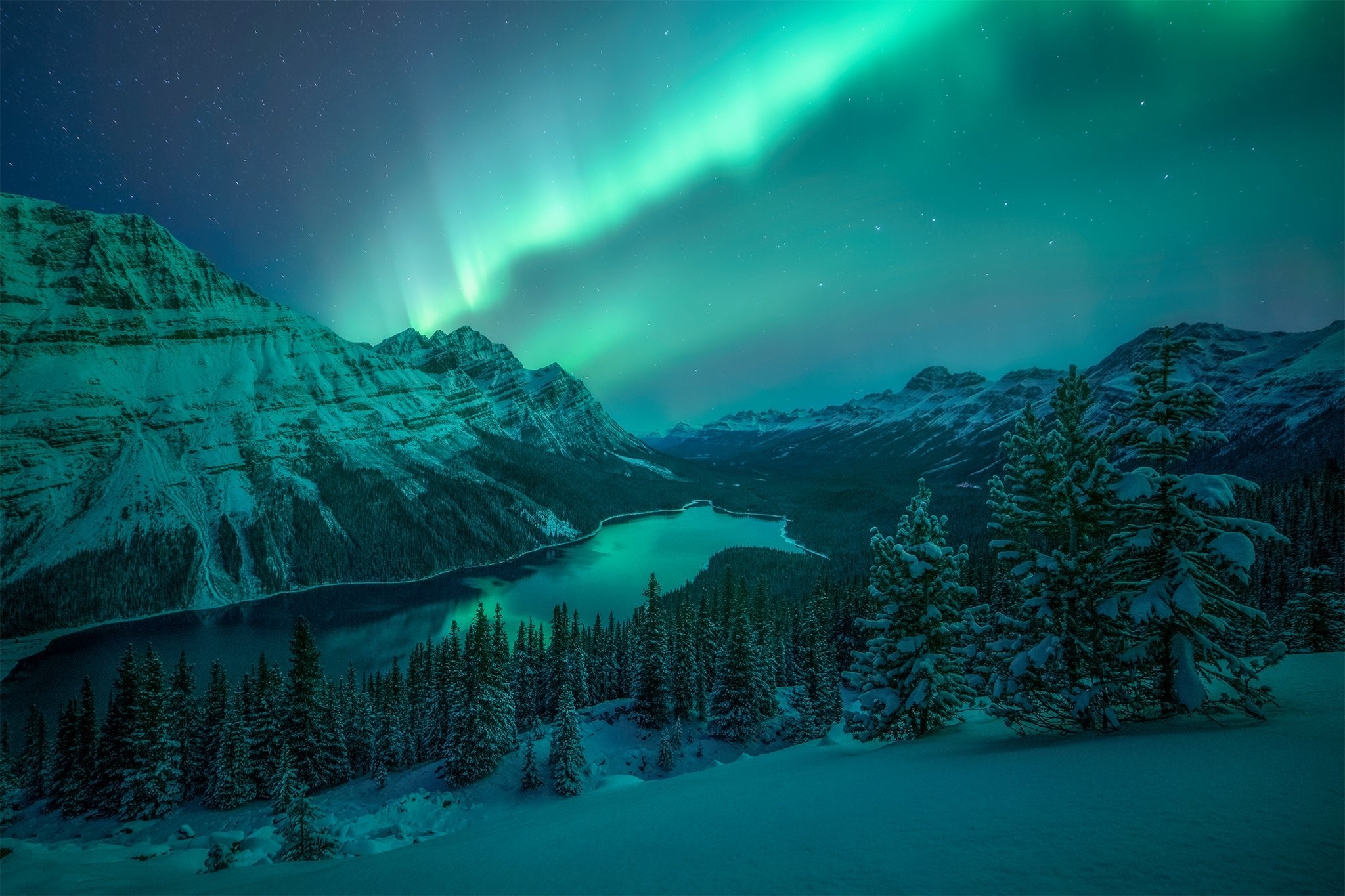 Aurora Over Peyto Lake - James Andrew Fine Art Photography