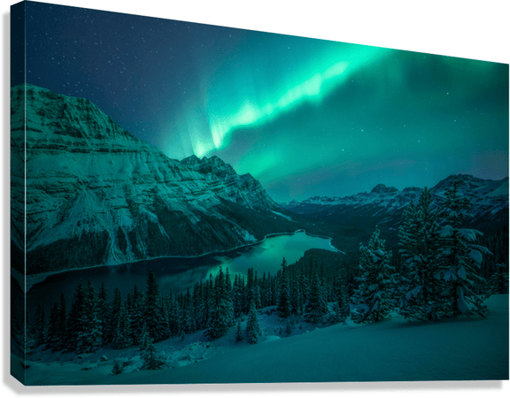 Aurora Over Peyto Lake - Floating Frame Canvas - James Andrew Fine Art Landscapes