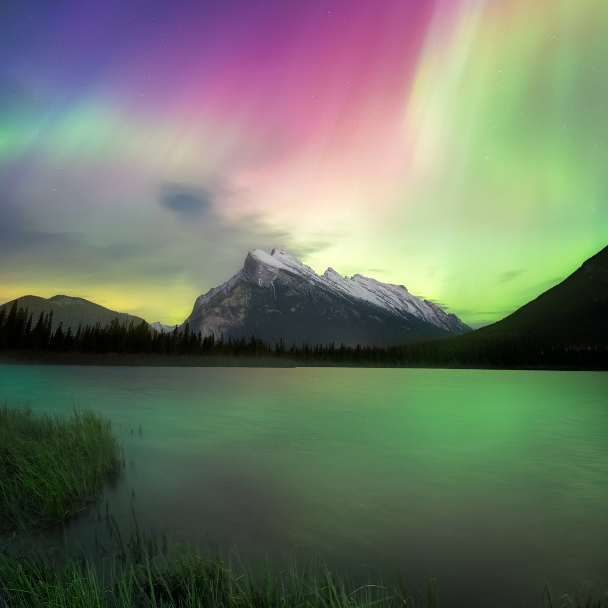 Aurora Over Vermilion Lakes - James Andrew Fine Art Landscapes