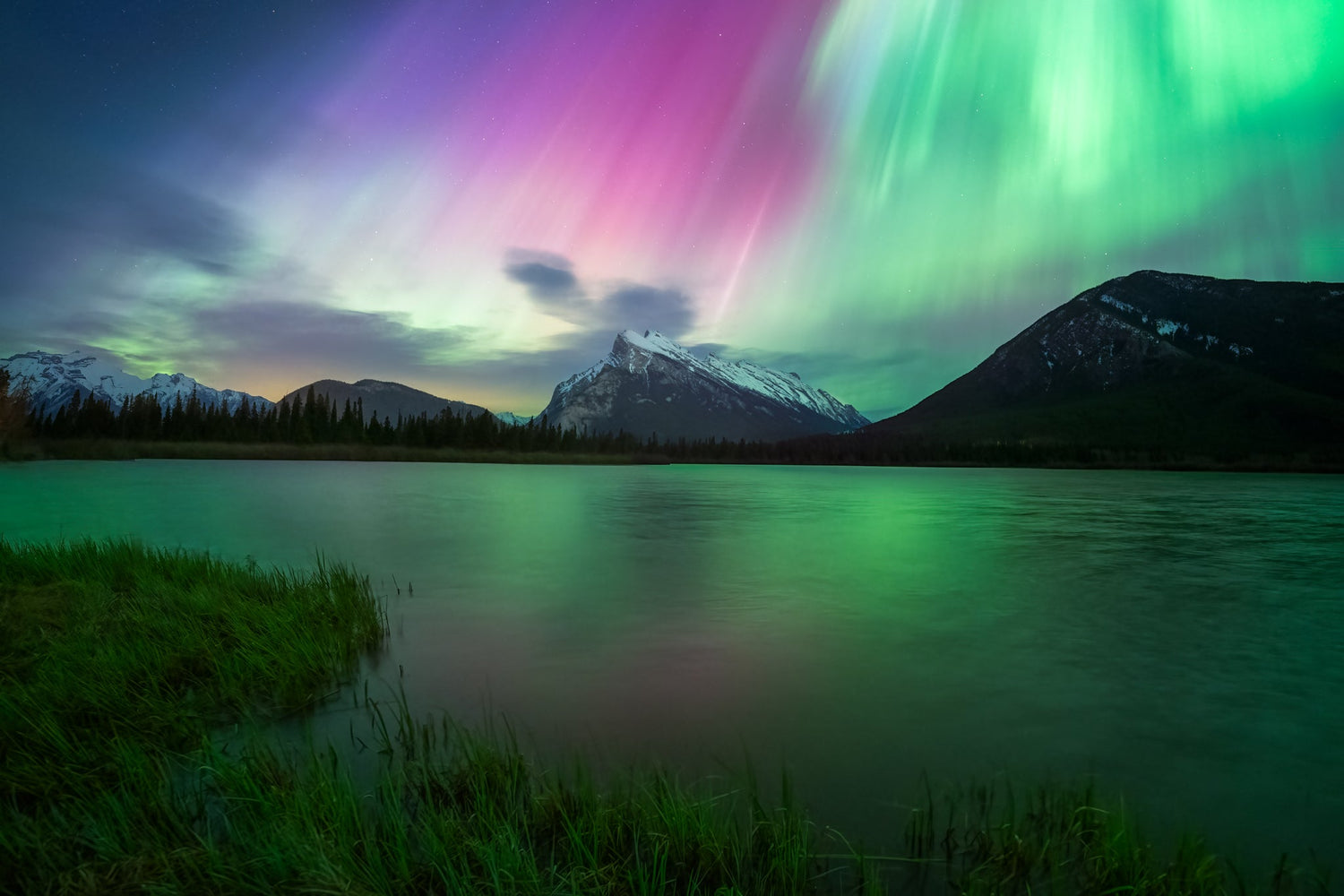 Aurora Over Vermilion Lakes - Acrylic Print - James Andrew Fine Art Landscapes