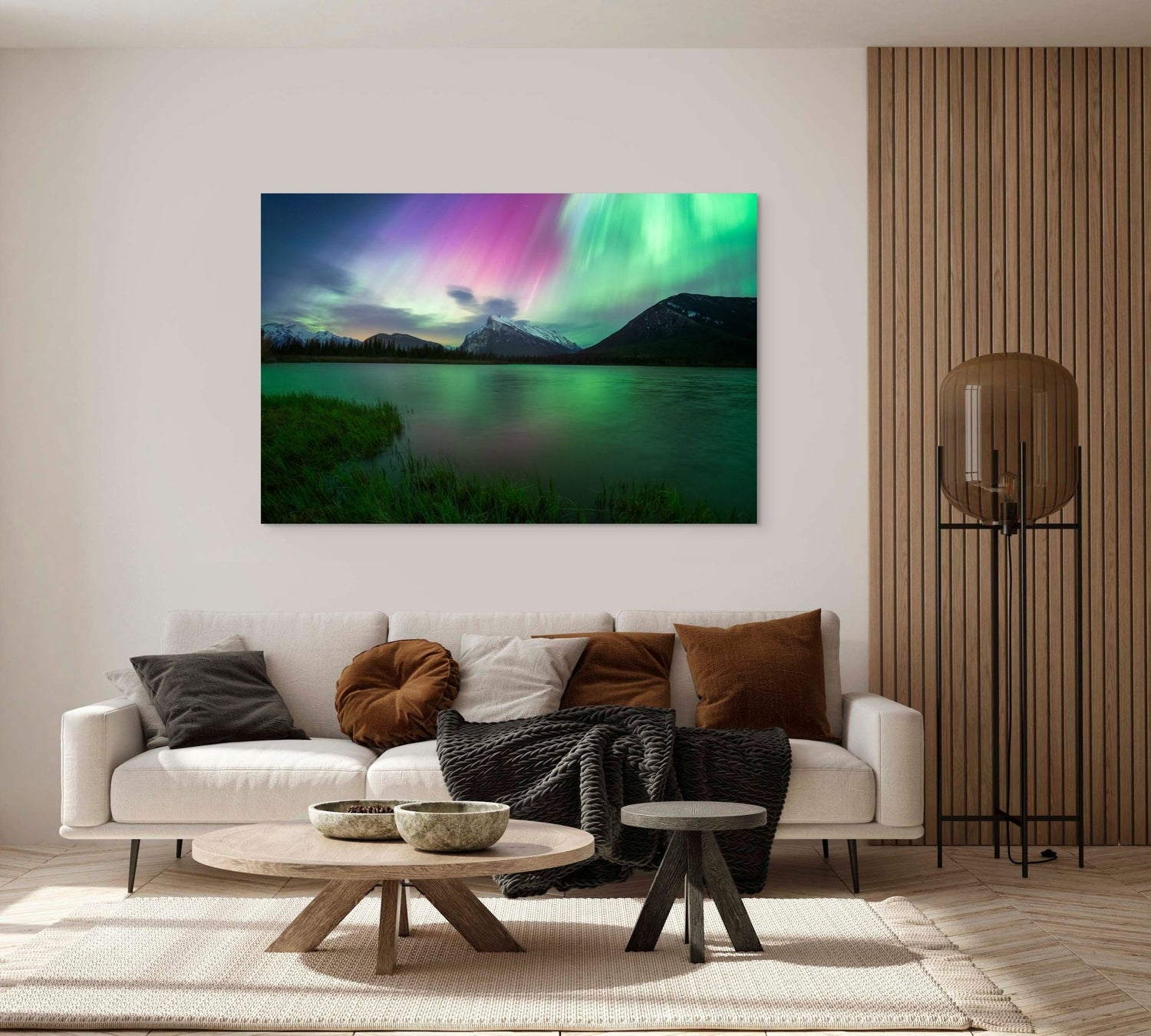 Aurora Over Vermilion Lakes - Floating Frame Canvas - James Andrew Fine Art Landscapes