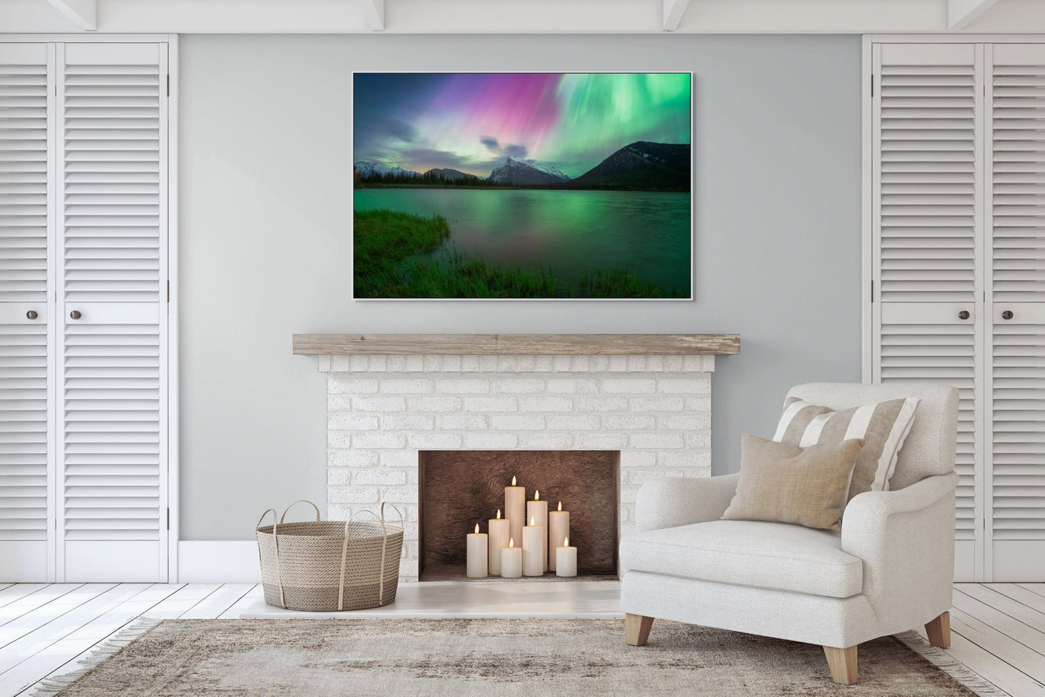 Aurora Over Vermilion Lakes - Floating Frame Canvas - James Andrew Fine Art Landscapes