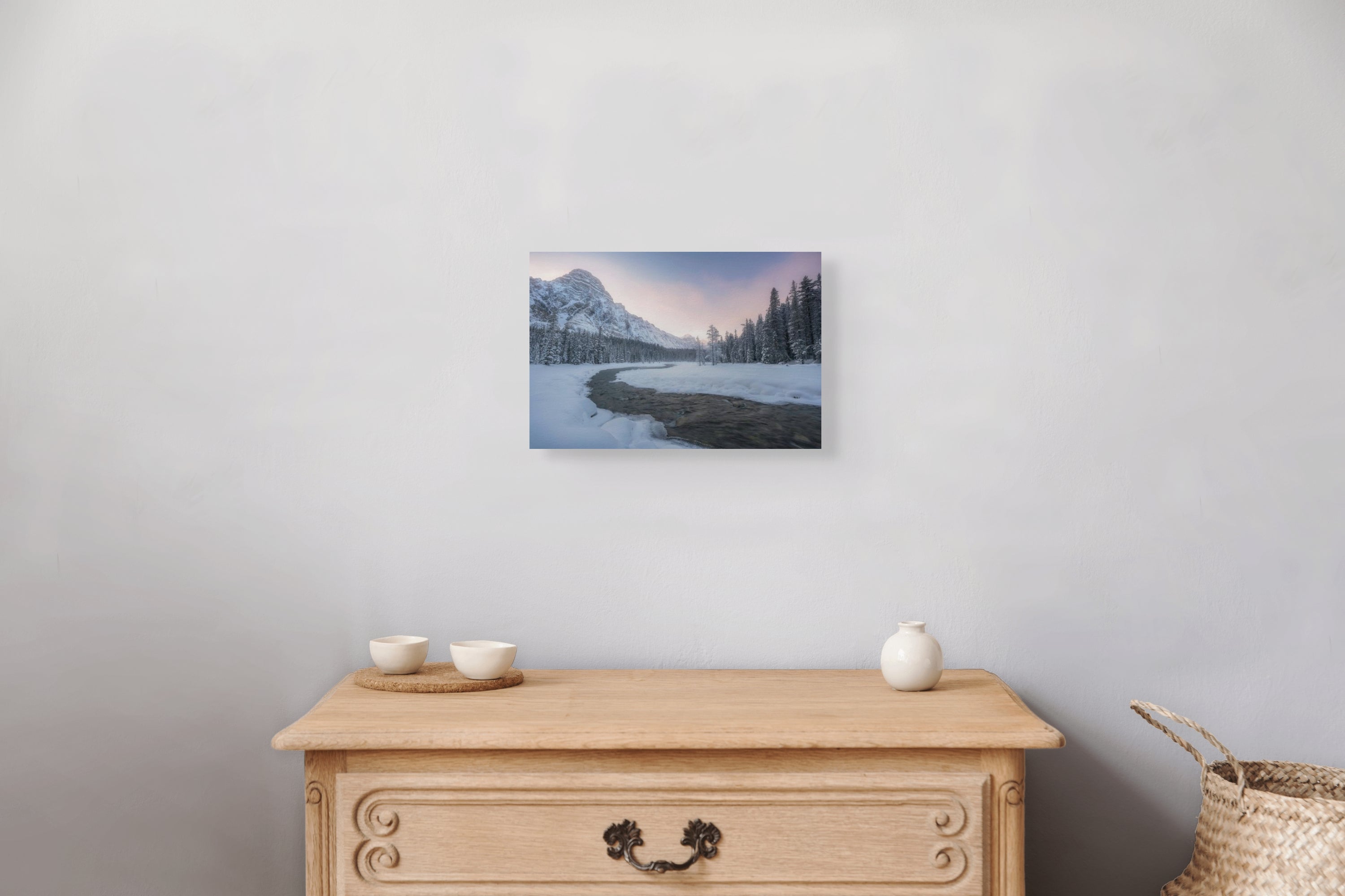 Winter's Path 8x12 fine art print on wall — Alberta winter landscape photography by James Andrew