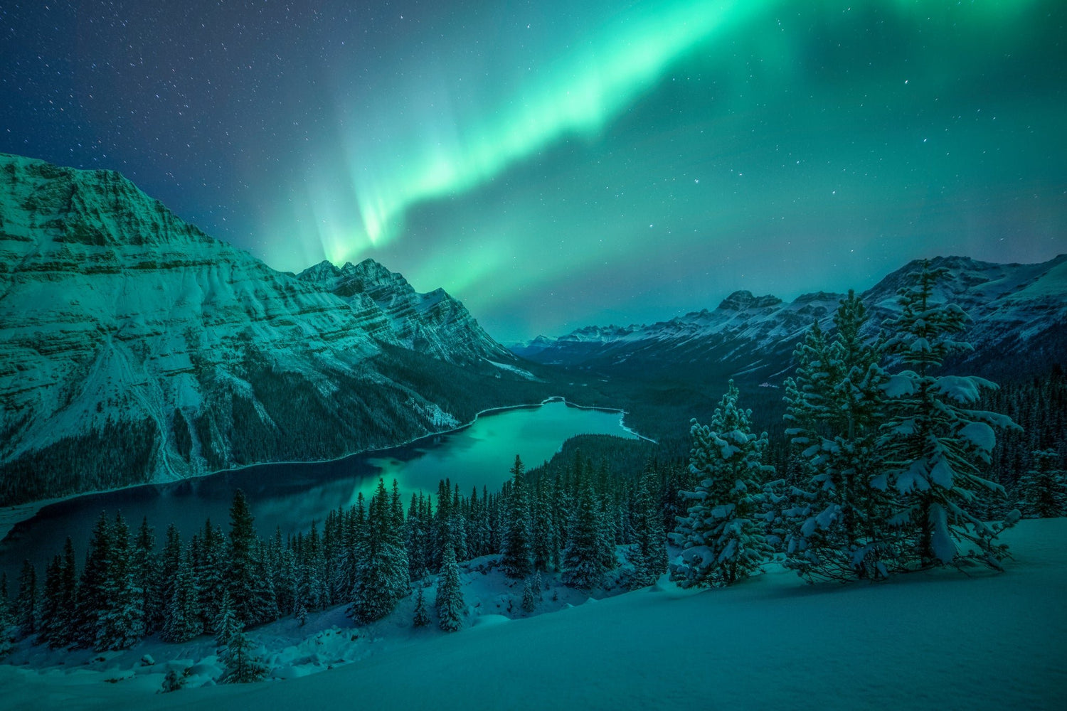 Aurora Over Peyto Lake - James Andrew fine art landscapes